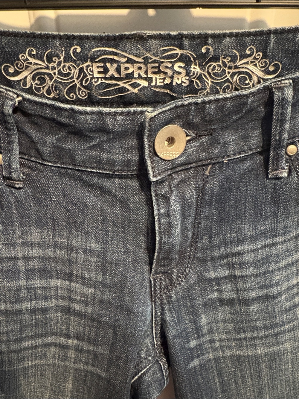 Express Indigo Washed Ripped Skinny Jeans - Picture 3 of 3